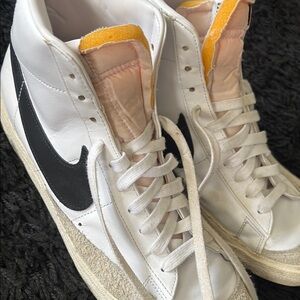 Nike White and Black High-Tops with Orange Accents